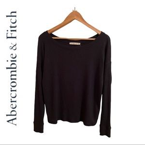 NWT Abercrombie & Fitch Black Ribbed Long Sleeve Top